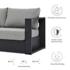 Lounge Sofa Table Set, Grey Gray, Aluminum, Metal, Fabric, Modern Contemporary, Outdoor Patio Balcony Cafe Bistro Garden Furniture Hotel Hospitality