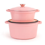 BergHOFF Neo 4Pc Cast Iron Set: 3qt. Covered Dutch Oven & 7qt. Covered Stockpot, Blue