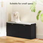 HOMCOM Shoe Bench with Padded Seat Cushion and Flip-Drawer, Entryway Bench Holds up to 529lb, 40.9x10.2x18.7 Inches, Black