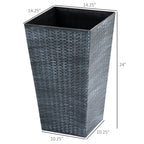 Outsunny Set of 3 Tall Planters with Drainage Hole, Outdoor Flower Plant Pots, Indoor Planters for Porch, Front Door, Entryway, Patio and Deck, Black