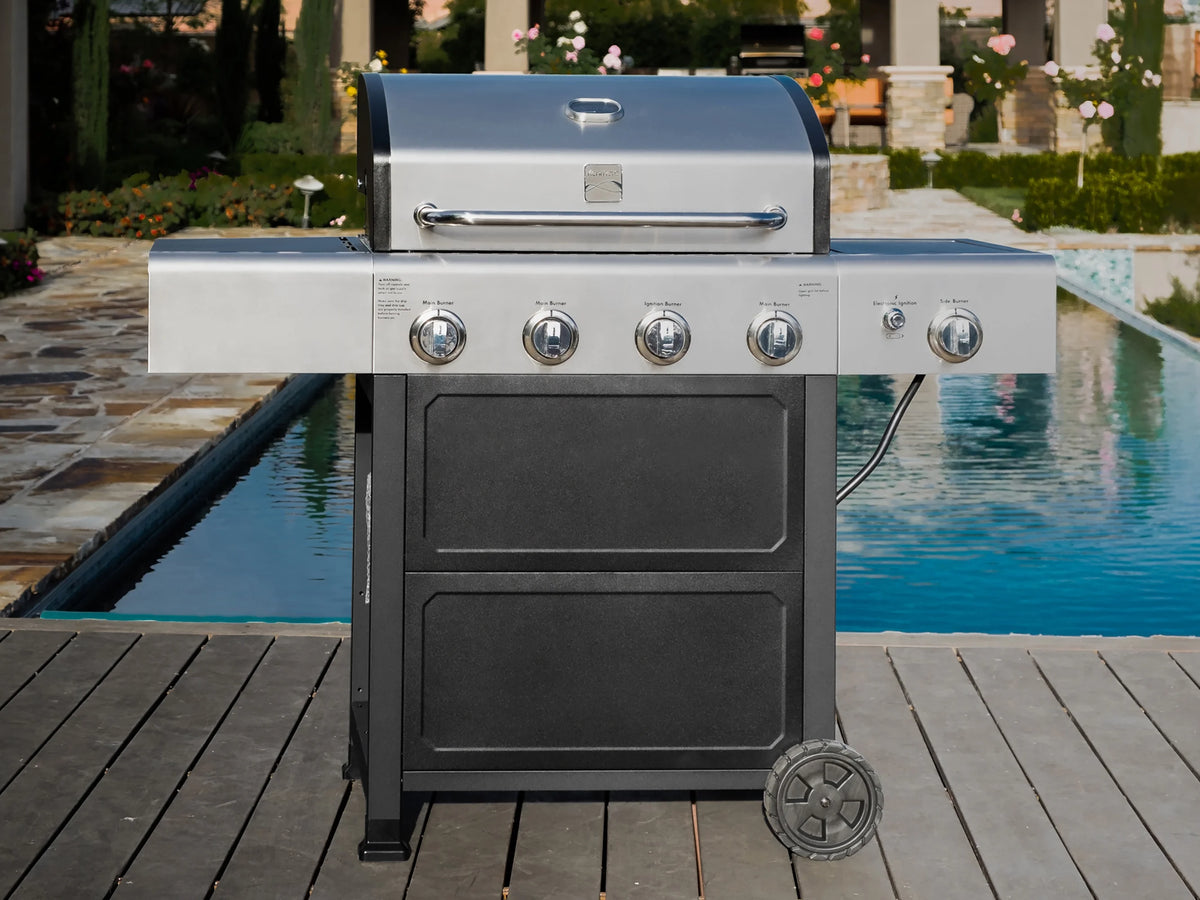 Kenmore BBQ Propane Gas Grill - 5 Burners with Side Burner & Searing Zone, 644 Sq. In. Stainless Steel Grill, 66,000 BTU, Ideal for Outdoor Cooking, Patio & Backyard, Black