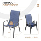 Arlopu 8Pcs Patio Dining Chairs Outdoor Stackable Armrest Chairs for Lawn Garden Backyard