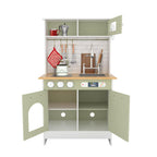 Teamson Kids Little Chef Boston Modern Kitchen Playset. 9 Pcs Acc Set. Oven. Microwave. Burner. Sink. White/Green