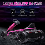 Kojooin Go Kart for Kids,24V Battery 300WX2 Motors Pedal On Foot Go Cart,8MPH High Speed Drifting Car with Slow Start Function,Rose red