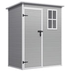 5' x 3' Outdoor Storage Shed, Lofka Resin Outdoor Storage Cabinet with Double Lockable Doors, Waterproof Tool Shed, Gray