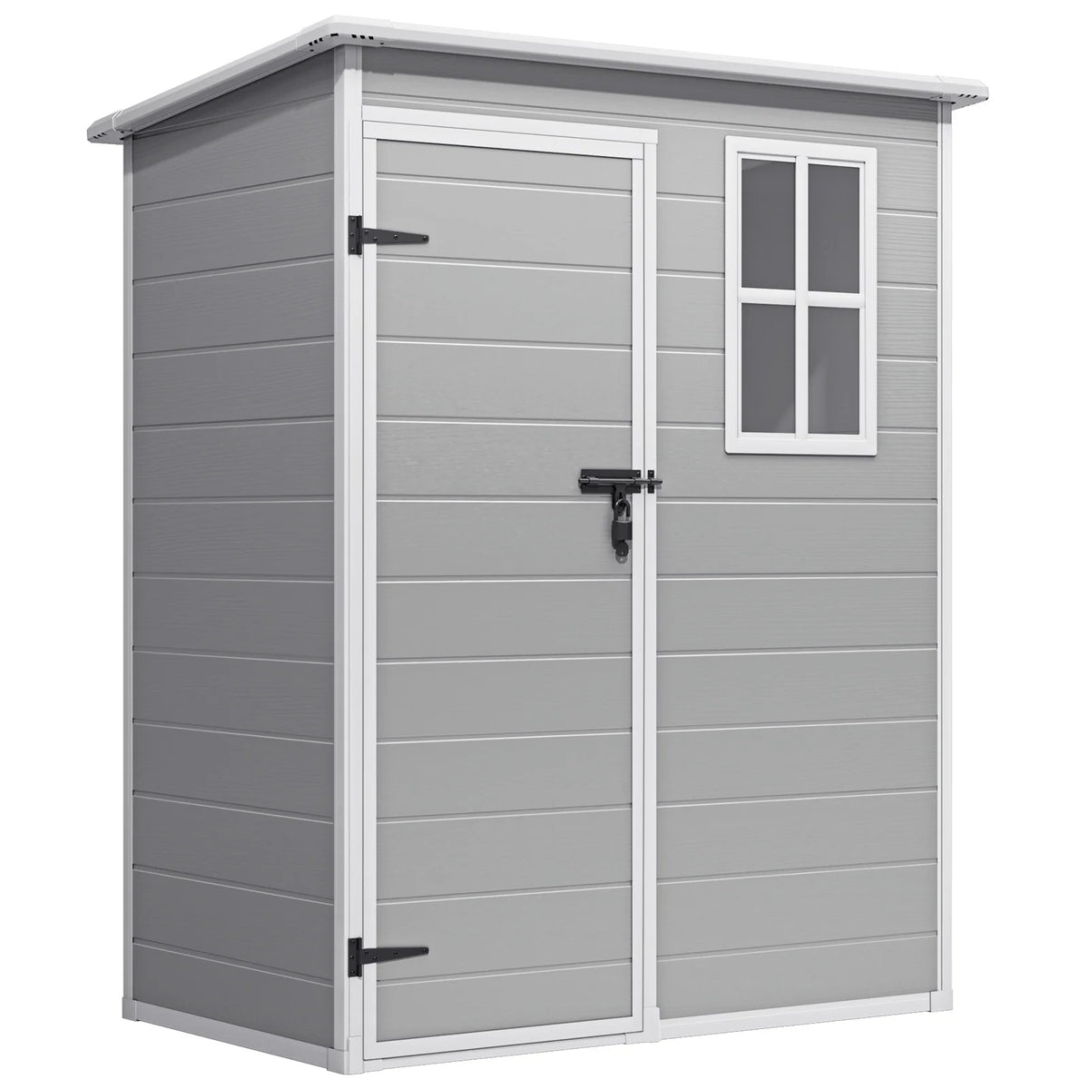 5' x 3' Outdoor Storage Shed, Lofka Resin Outdoor Storage Cabinet with Double Lockable Doors, Waterproof Tool Shed, Gray
