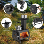 Costway Portable Wood Camping Stove with 2 Cooking Positions