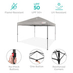 Best Choice Products 12x12ft Easy Setup Pop Up Canopy w/ 1-Button Setup, Wheeled Case, 4 Weight Bags - Navy Blue