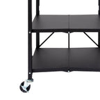Origami Foldable Wheeled Portable Solid Wood Top Kitchen Island Bar Cart