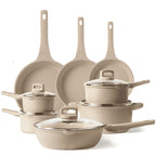 Carote 13 Pcs Nonstick Cookware Sets, Non Stick Pots and Pans Set, Induction Cookware, Taupe