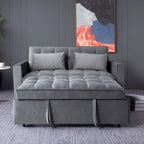 Gewnee 55'' Modern Convertible Velvet Sofa Bed with Pull-Out Twin Bed, Adjustable Backrest for Living Room, Office (Dark Gray)