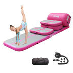 Gymnastics Mat Set 10FT Inflatable Tumbling Mat, 39*24 inch Air Roller Gymnastics Barrel and 3 Air Block with 800W Air Pump for Training Cheerleading Home Use Yoga and Water Use