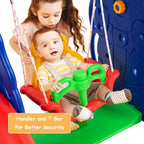 Costway 3 in 1 Junior Children Climber Slide Swing Seat Basketball Hoop Playset Backyard
