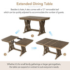 Harper & Bright Designs Farmhouse 7 Pieces Extendable Dining Table Set for 6, Solid Wood Kitchen Table with Butterfly Leaf and 6 Upholstered Chairs, Brown