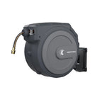 Giraffe Tools Retractable Garden Hose Reel with 1/2in-100ft Water Hose, Plastic Bracket, Wall Mounted, Dark Grey