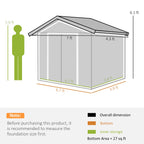 Outsunny 7' x 4' Metal Storage Shed Organizer, Garden Tool House with 4 Vents and 2 Sliding Doors for Backyard, Patio, Garage, Lawn, Dark Gray