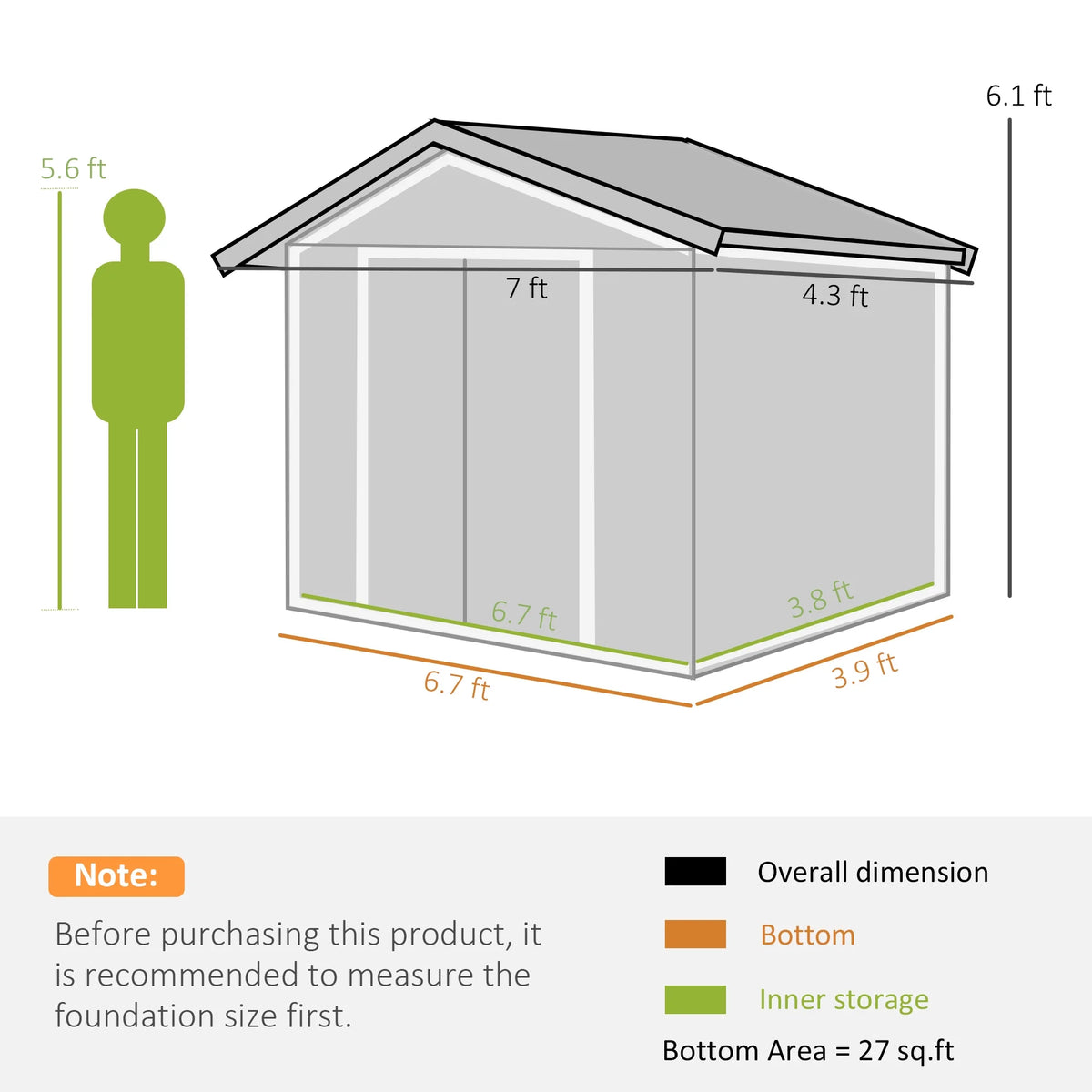 Outsunny 7' x 4' Metal Storage Shed Organizer, Garden Tool House with 4 Vents and 2 Sliding Doors for Backyard, Patio, Garage, Lawn, Dark Gray