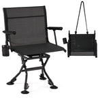 Danrelax 360�� Silent Camo Hunting Blind Chair, Armrests, Side Pouch, Telescopic Legs