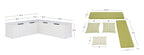 Linon Romero Backless Corner Nook with Storage, 5-Piece Cushion Set, Natural/White/Beige