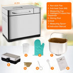 KBS 17-in-1 2LB Bread Maker Machine Fully Automatic LCD Display，Stainless Steel Model# 013