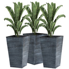 Outsunny Set of 3 Tall Planters with Drainage Hole, Outdoor Flower Plant Pots, Indoor Planters for Porch, Front Door, Entryway, Patio and Deck, Black