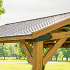 Backyard Discovery Norwood 14' x 12' Cedar Wood Gazebo, Galvanized Steel Roof, PowerPort