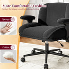 Romorgniz Criss Cross Chair with Adjustable Arms & Lumbar Support Office Chair with Reclining Back, Thick Cushion & Wheels for Office, Gaming, Reading, Vanity, Off-White
