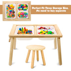 Sweet Time Toddler Sensory Table Chairs, Wood Kids Activity Table with Storage Play Study Furniture