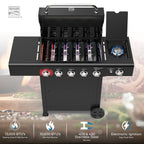 Kenmore BBQ Propane Gas Grill - 5 Burners with Side Burner & Searing Zone, 644 Sq. In. Stainless Steel Grill, 66,000 BTU, Ideal for Outdoor Cooking, Patio & Backyard, Black