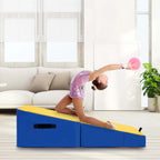 Costway Gymnastics Tumbling Mat Folding Incline Yoga Mat with Non-slip PVC Leather Pink