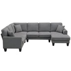 Harper & Bright Designs Modular Sectional Sofa with Ottoman Couch L Shape Corner Sofa Sets 7 Seats Fabric Couch for Living Room, Black, 112 * 87 inch