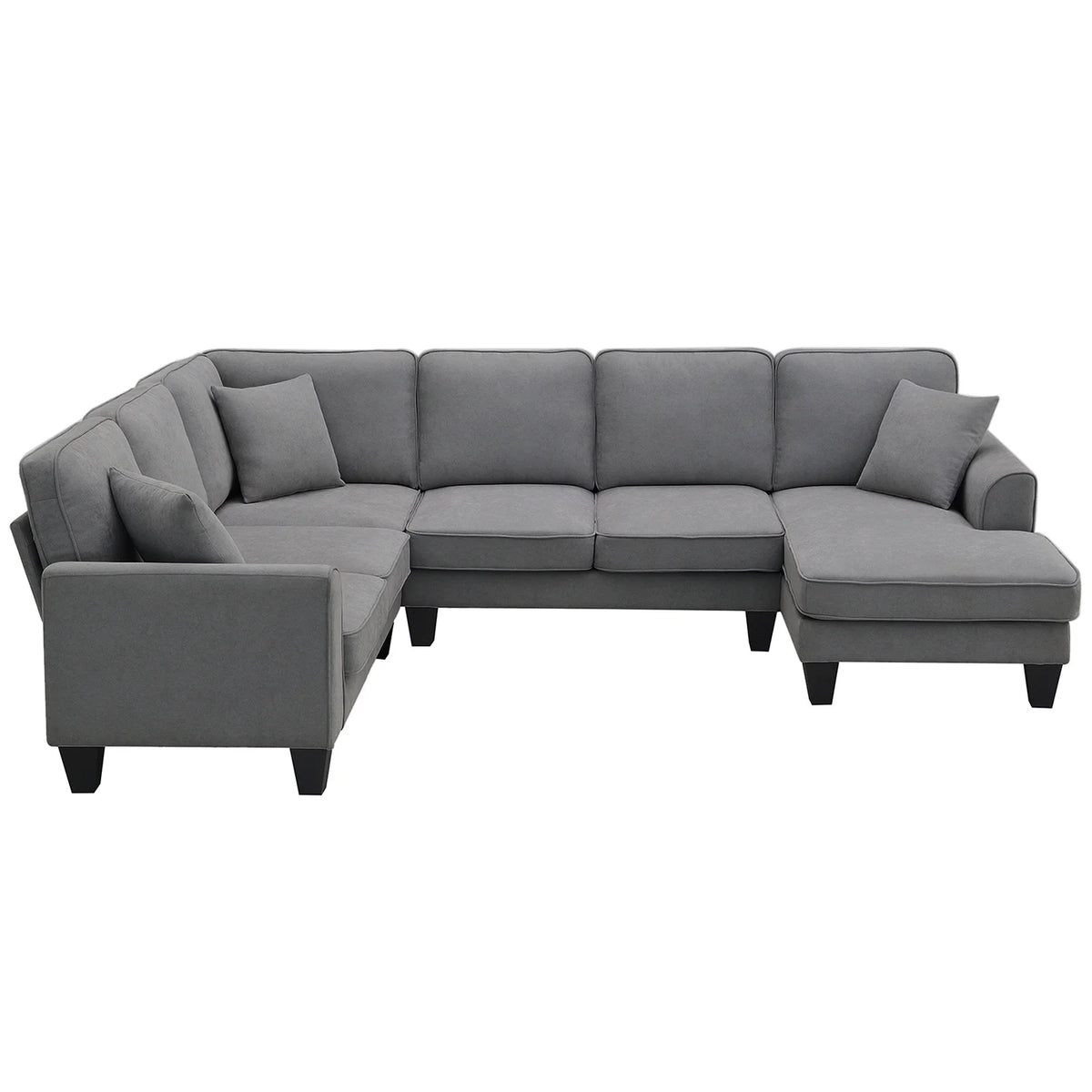 Harper & Bright Designs Modular Sectional Sofa with Ottoman Couch L Shape Corner Sofa Sets 7 Seats Fabric Couch for Living Room, Black, 112 * 87 inch