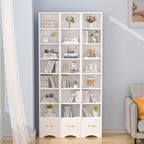 Javlergo 71" Tall Narrow Bookcase, Small Corner Bookshelf with Adjustable Shelves & Drawer, White