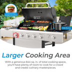 Kenmore BBQ Propane Gas Grill - 5 Burners with Side Burner & Searing Zone, 644 Sq. In. Stainless Steel Grill, 66,000 BTU, Ideal for Outdoor Cooking, Patio & Backyard, Black