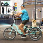 MOONCOOL 350W Motorized Electric Trike, 7 Speed 3 Wheel Electric Bicycle with 36V 10Ah Lithium Battery UL Certified, 24" Electric Tricycle for Adults with Rear Basket