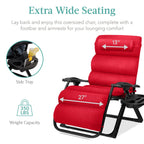 Best Choice Products Oversized Zero Gravity Chair, Folding Recliner w/ Removable Cushion, Side Tray - Fossil Gray