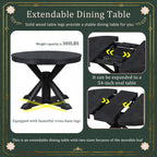 Besthome Farmhouse Extendable Round Kitchen Dining Room Table Set with Upholstered Chairs of 4, 5 Piece Round Dining Table Set with Extendable Table, Espresso