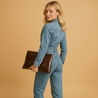 	Back of the denim jumpsuit