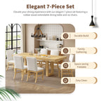 Harper & Bright Designs Farmhouse 7 Pieces Extendable Dining Table Set for 6, Solid Wood Kitchen Table with Butterfly Leaf and 6 Upholstered Chairs, Brown