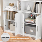 Homfa 73�� Tall Bookcases with Doors, 8 Cubes 6-Tier Double Row Bookshelf, White Bookcase for Living Room Home Office
