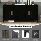 Black Accent Cabinet, Atumon Storage Cabinet Furniture, Modern Buffet Sideboard, Wooden Accent Cabinet with 3 Doors, Accent Storage Cabinet for Entryway Hallway Living Room, 48"L x 17.7"W x 31.9"H