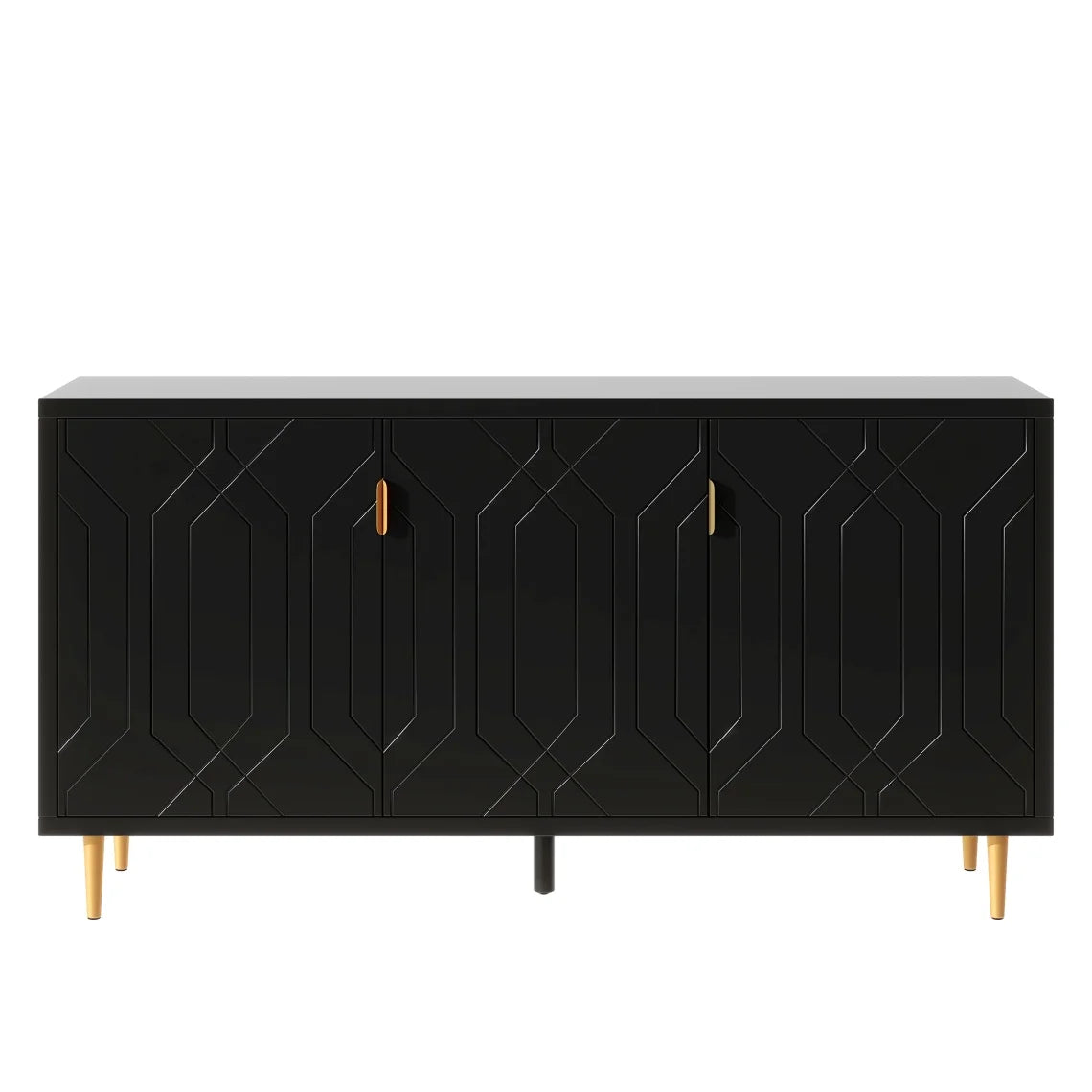 Modern TV Stand for TV up to 70 inch, Media Entertainment Center, Entryway Console Table with Adjustable Shelves,Storage Sideboard Cabinet for Living Room Kitchen, Black