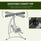 Outsunny 3 Person Patio Swing Seats, Porch Swing with Stand & Adjustable Canopy, Heavy Duty Outdoor Swing Chair Bench for Adults, Black