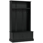 HOMCOM Hall Tree, Entryway Bench w/ Coat Rack, Shoe Cabinet, Black
