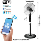 Technical Pro Smart WiFi 16 Inch Oscillating Pedestal Fan 3 Speed Black
