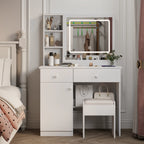 Wohh MDF Makeup Vanity with LED Mirror, Dressing Table and 5 Drawers, White