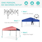 Best Choice Products 12x12ft Easy Setup Pop Up Canopy w/ 1-Button Setup, Wheeled Case, 4 Weight Bags - Navy Blue