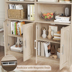 Homfa 73�� Tall Bookcases with Doors, 8 Cubes 6-Tier Double Row Bookshelf, White Bookcase for Living Room Home Office