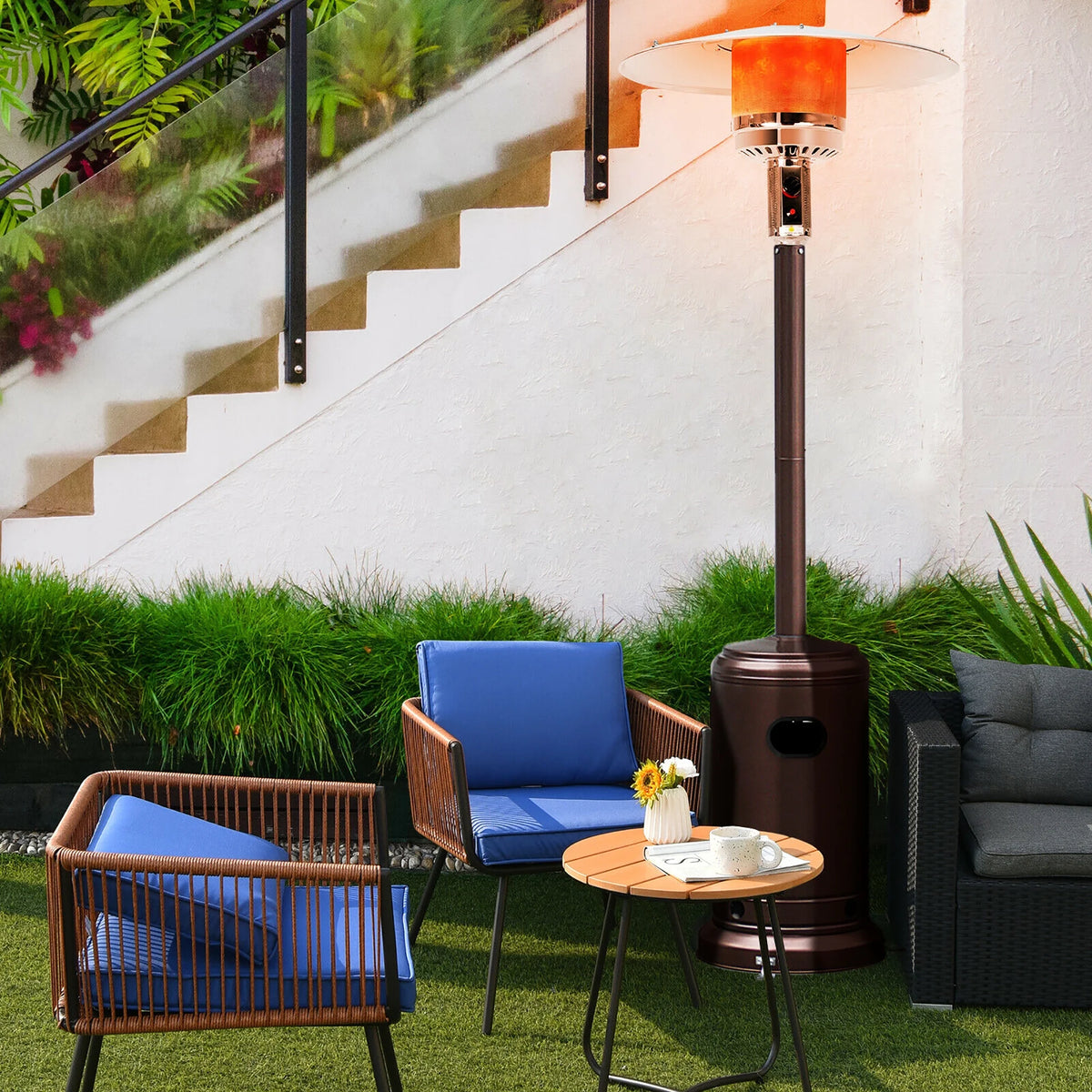 Costway 50000 BTU Propane Patio Heater Standing Steel with Wheels Grey