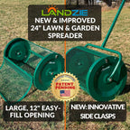 Landzie Compost Spreader 24 Inch Walk-Behind Lawn & Garden Spreader with Metal Mesh Basket